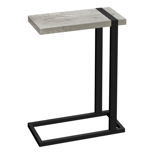 Monarch Specialties Accent Table, C-shaped, End, Side, Snack, Living Room, Bedroom, Metal, Laminate, Grey, Black I 2858